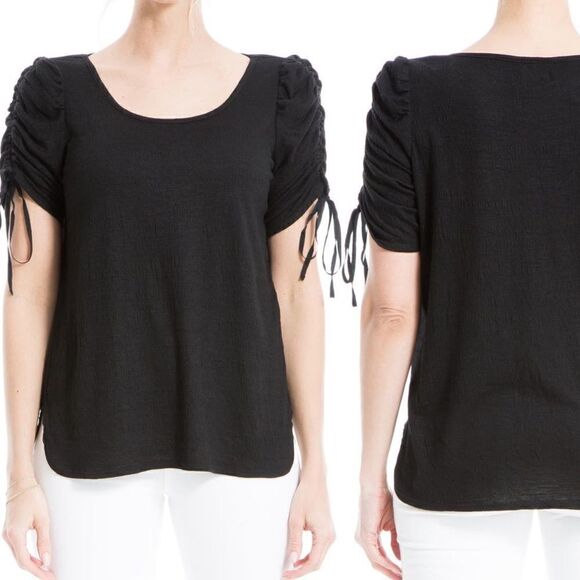 Max Studio Ruched Sleeve Knit Top - Picture 2 of 12